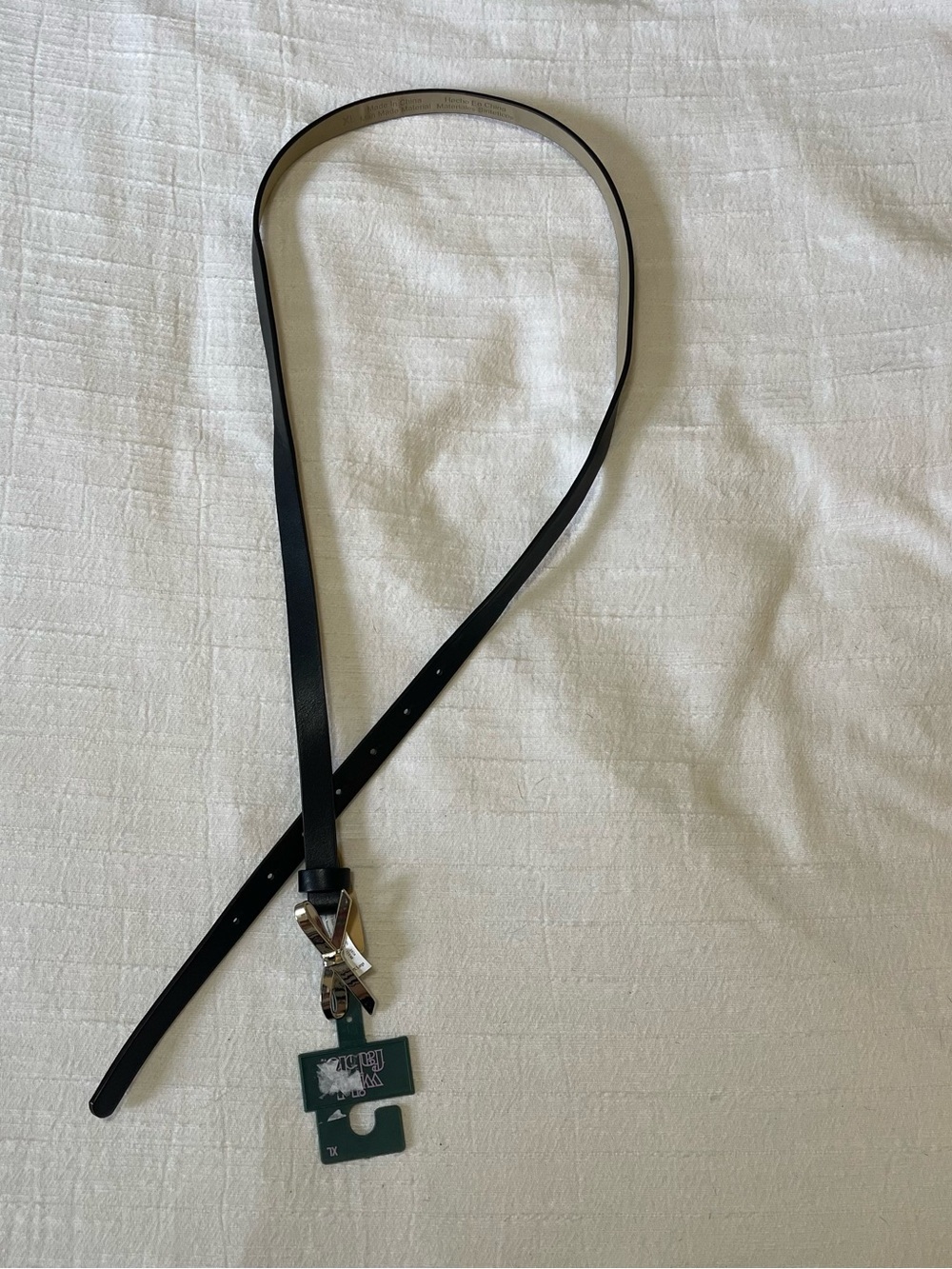 wild fable Black Leather Belt with Silver-Tone Buckle and Charm